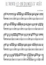 Téléchargez l'arrangement pour piano de la partition de Le trente-et-un du mois d'août en PDF